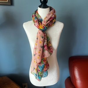 Vintage colourful floral extra long scarf EUC